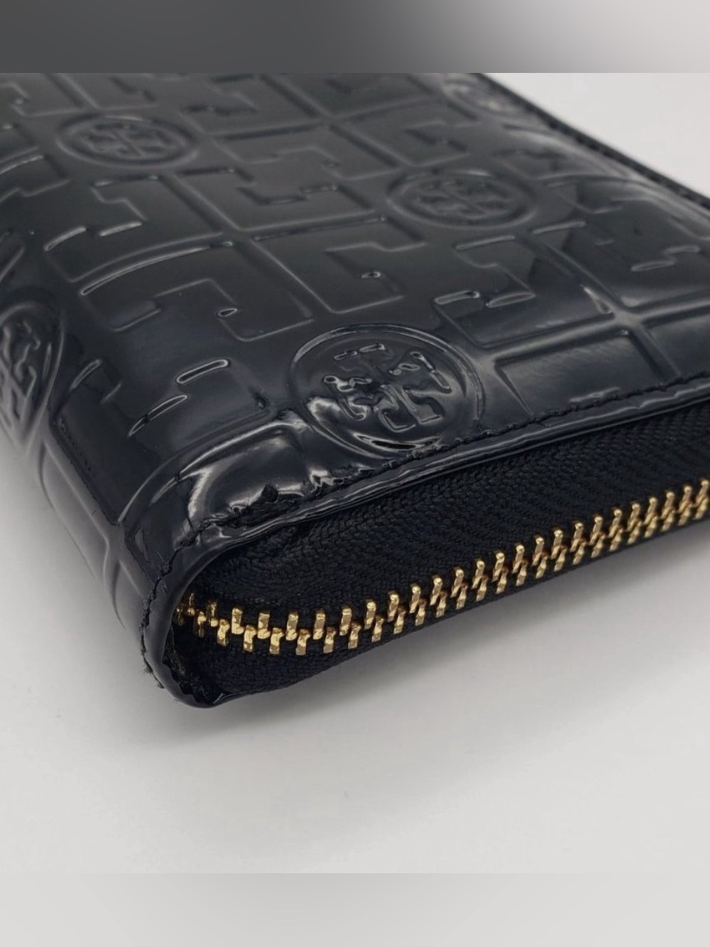 Tory Burch Embossed Patent Leather Wallet in Black - Picture 3 of 15
